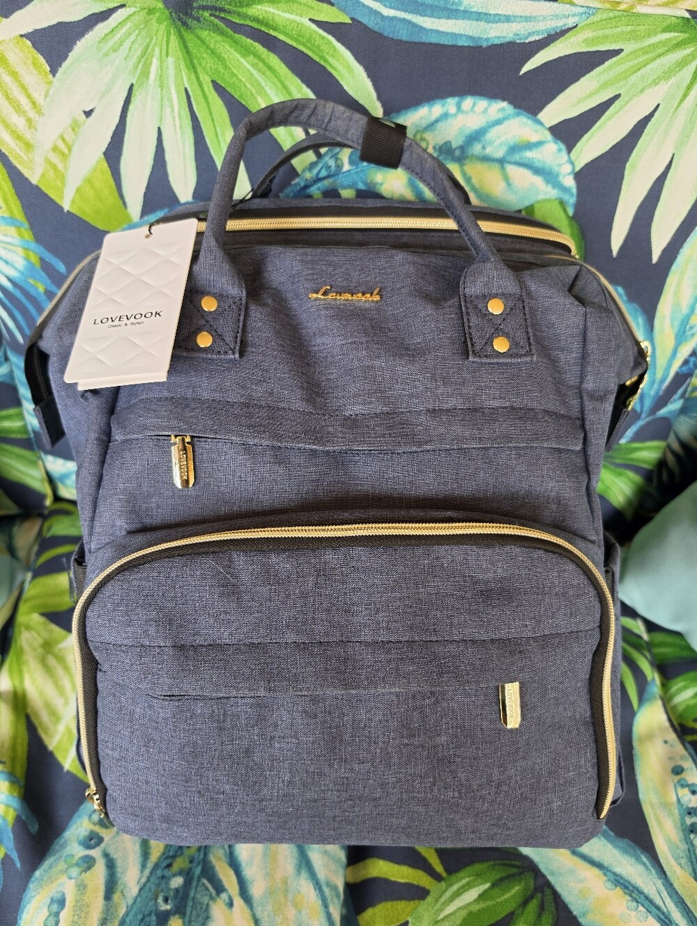 NWT LOVEVOOK 15.6 Inch Travel Blue Backpack with Gold Trim